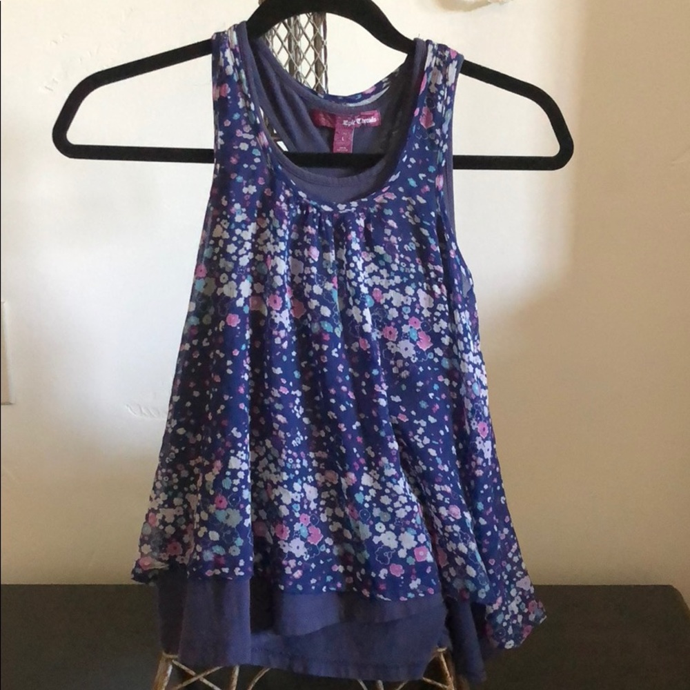 Navy Flower Tank Top